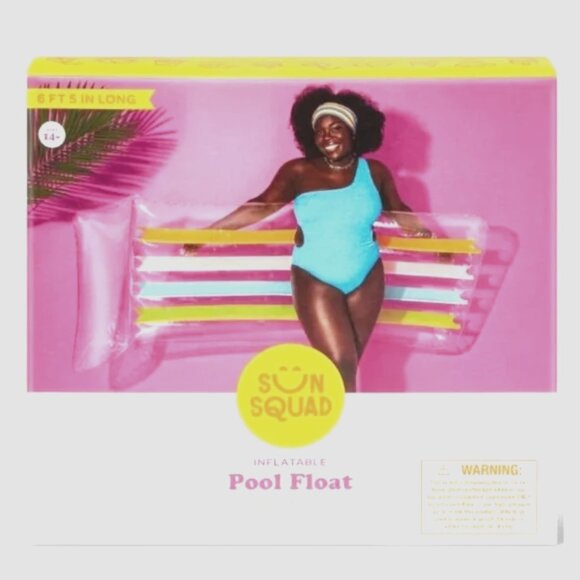 Sun Squad Inflatable Pool Float 6FT 5IN long with Built-in-pillow - Picture 2 of 4